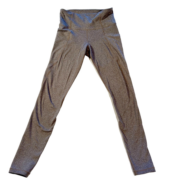 Athleta Mid Rise Leggings XS Heathered Taupe Pockets Full Length Yoga Workout - Picture 1 of 9